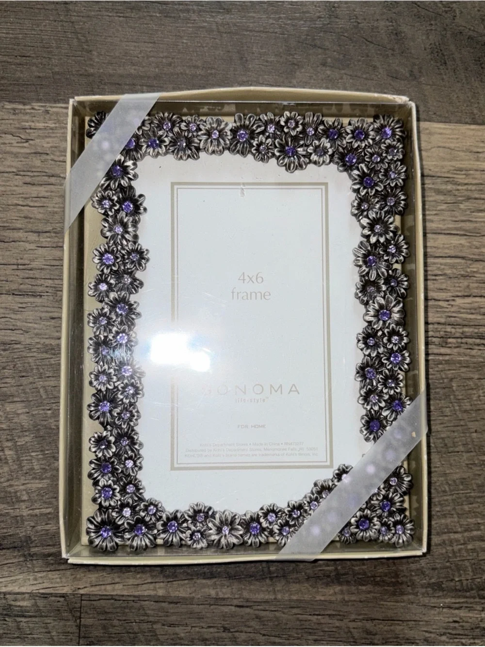 NWT Vintage Sunflower Design Daisy Flower Purple Rhinestone Sonoma 4‎ X 6 Frame